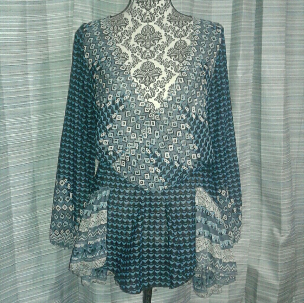 Free People Pretty Blue Tunic